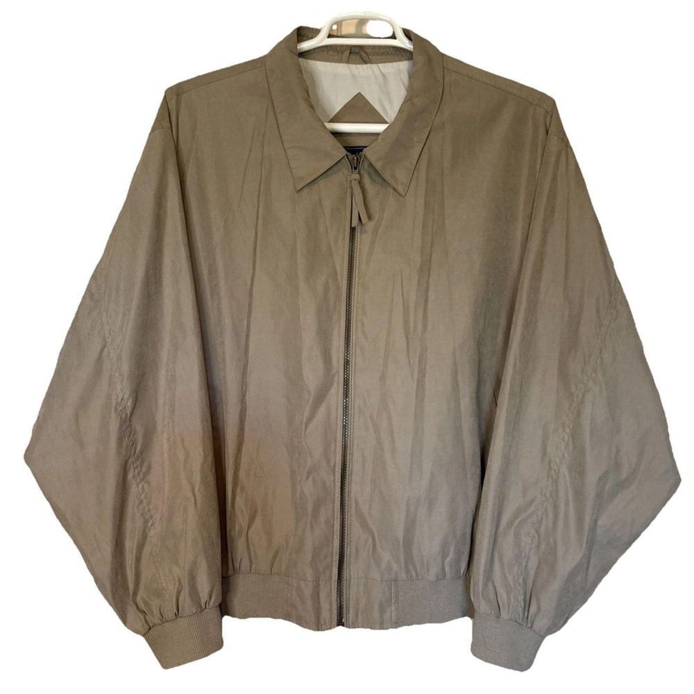 VTG John Ashford Beige Bomber Derby Style Jacket Size L Preppy Office Travelβ